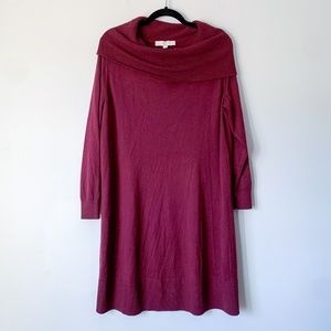 Loft Plus Maroon Turtleneck Sweater Dress